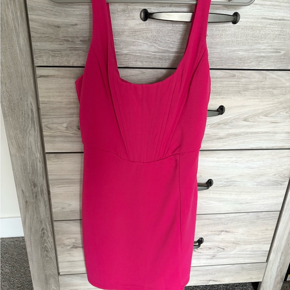 Lulu's Hot Pink Scoop Neck Bodycon Mini Dress